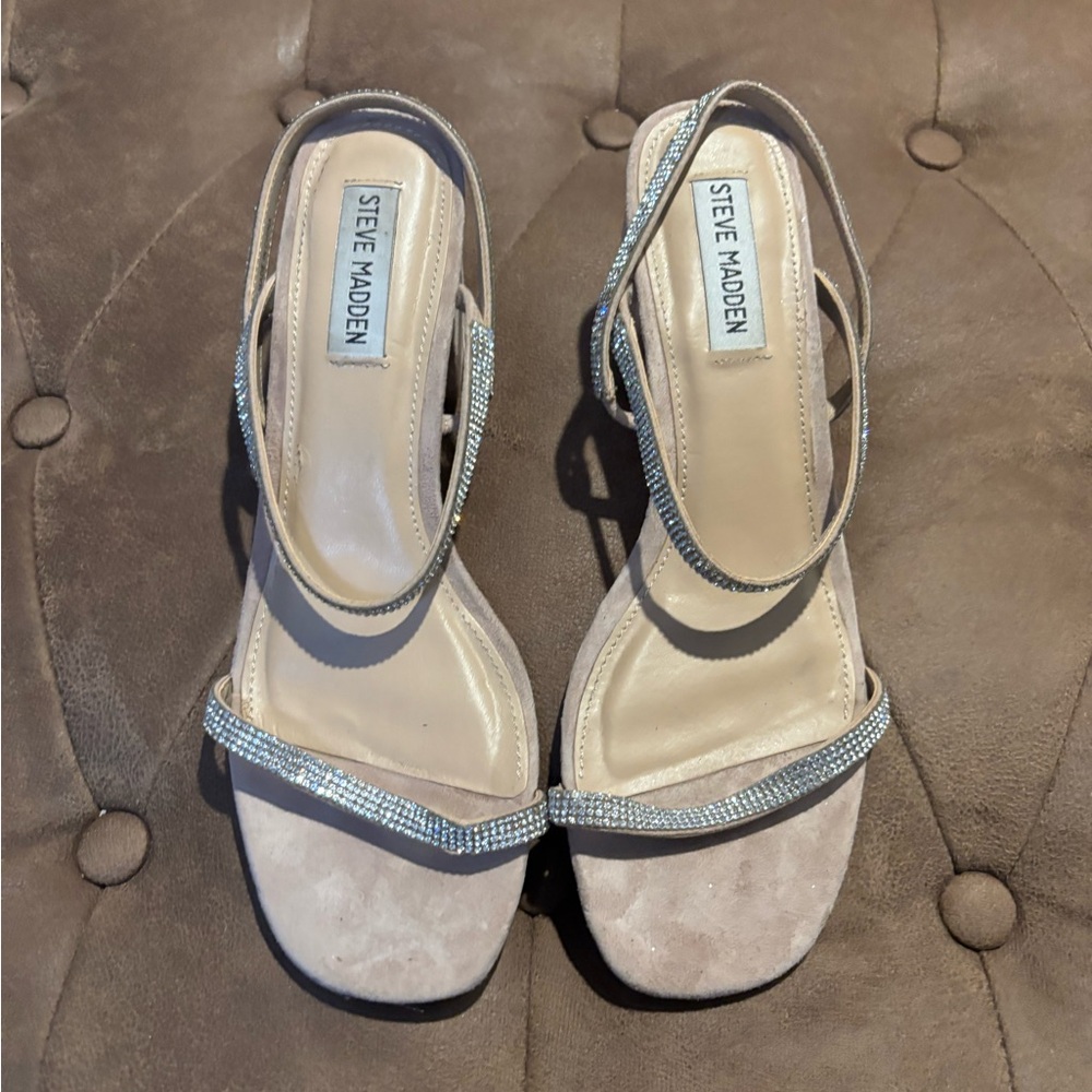 Steve Madden Beige Rhinestone Heels - Picture 3 of 4